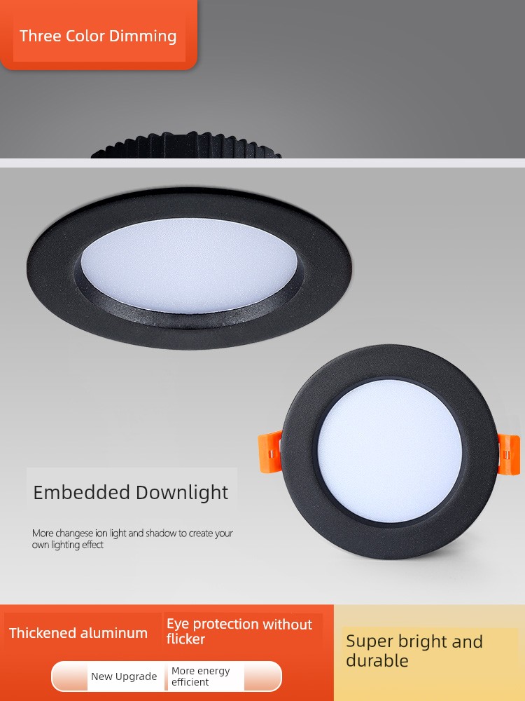 Black Led Downlight Recessed Opening Size 7.5 9 12 20cm Ceiling Light 5W7W12W24W Hole Light Spot Light