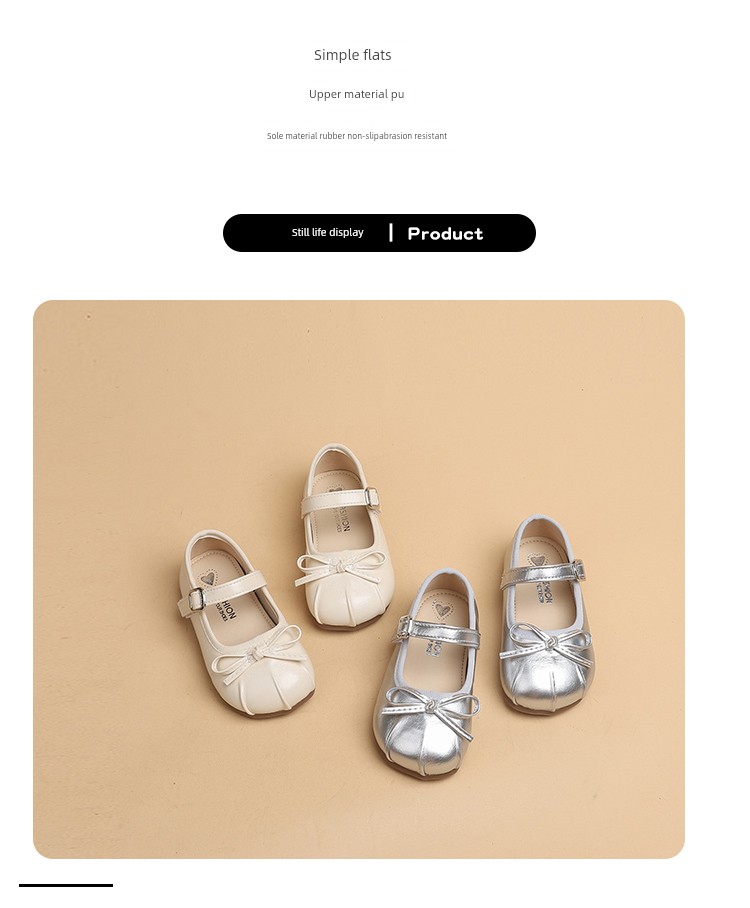 Girls' Fashionable Versatile Bowknot 2026 Spring and Autumn New Style Soft-Soled Leather Shoes, Stylish Princess Shoes, Comfortable Shallow-Mouth Shoes — 5