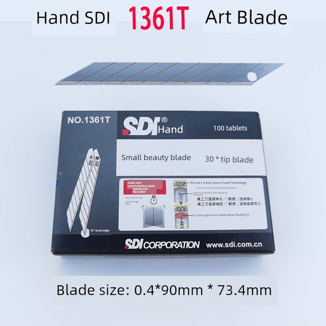 台湾手牌SDI美工刀片1361T小号9MM锐角30度高碳钢贴膜裁纸尖刀片