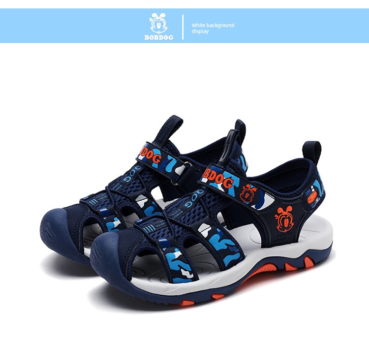 Bobdog Sandals Summer Kids Casual Beach Shoes Boys Toe Box Soft Bottom Non Slip Boys Medium and Large Children's Shoes — 37