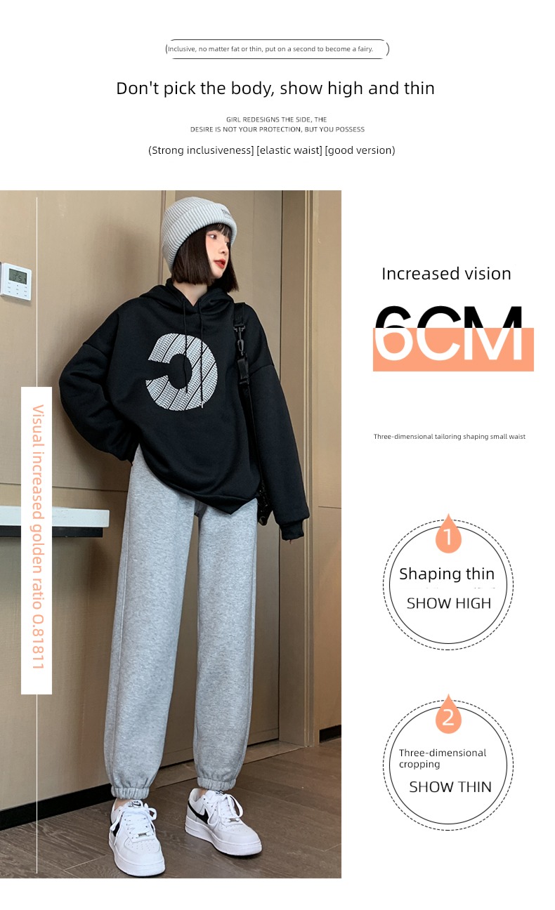 grey Autumn and winter easy keep warm thickening Sports pants