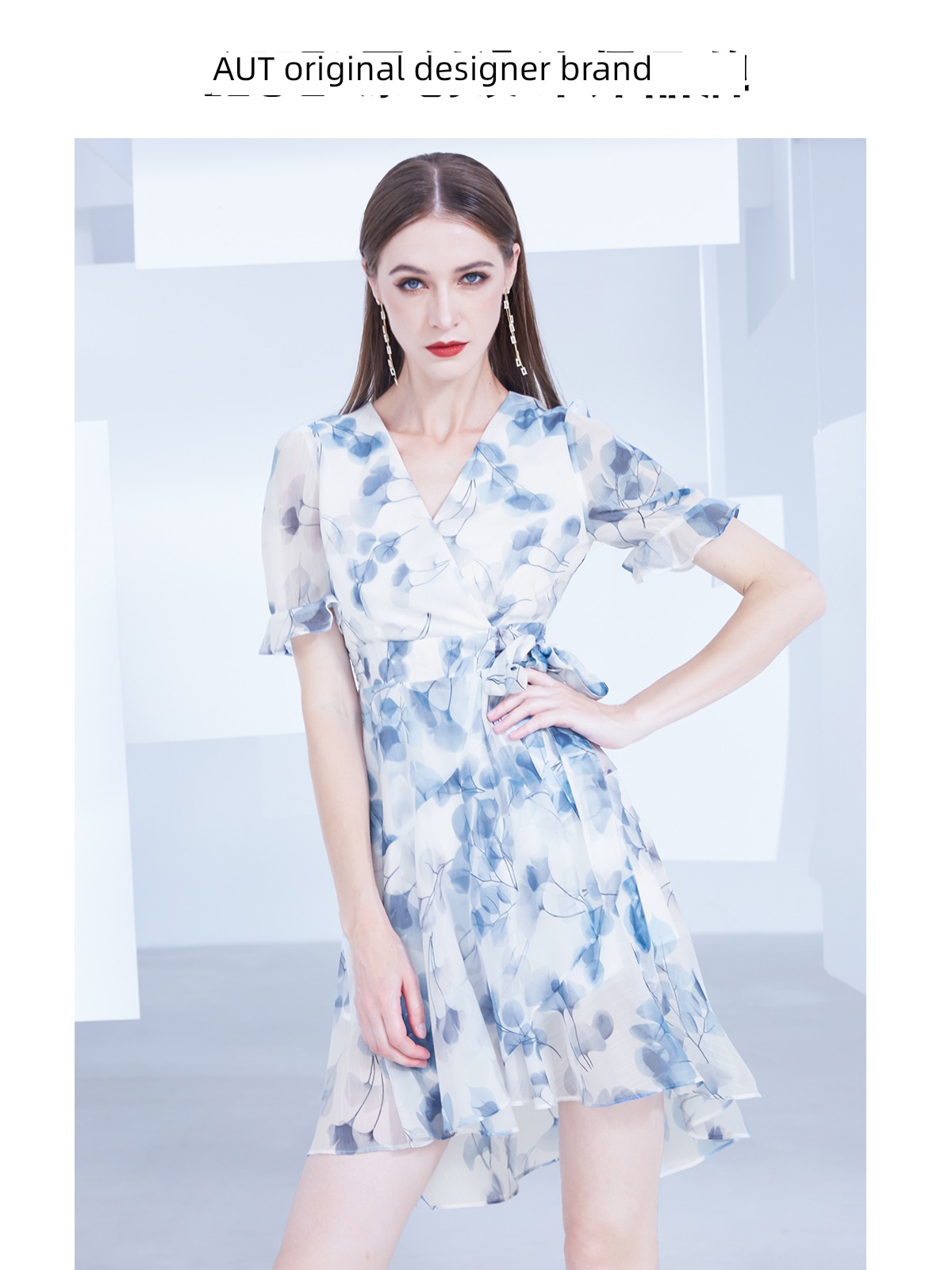 AUI Irregular temperament Ruffles Chiffon Dress
