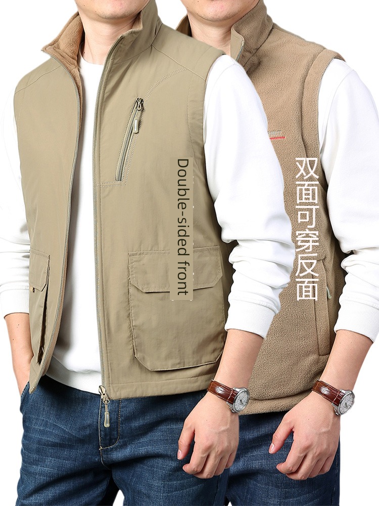 Wear on both sides Men's style spring and autumn winter outdoors Fleece Vest