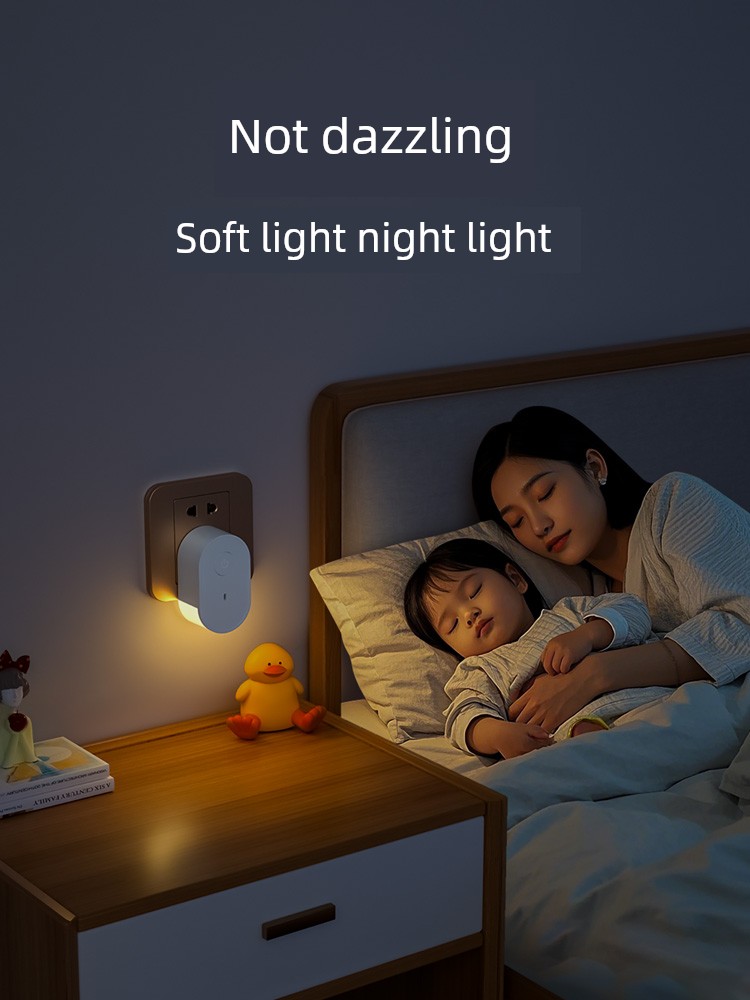 Bedside Bedroom Sleep Light Baby Feeding Eye Protection Voice Control Elderly Night Energy Saving Small Night Lamp Plug-in Type