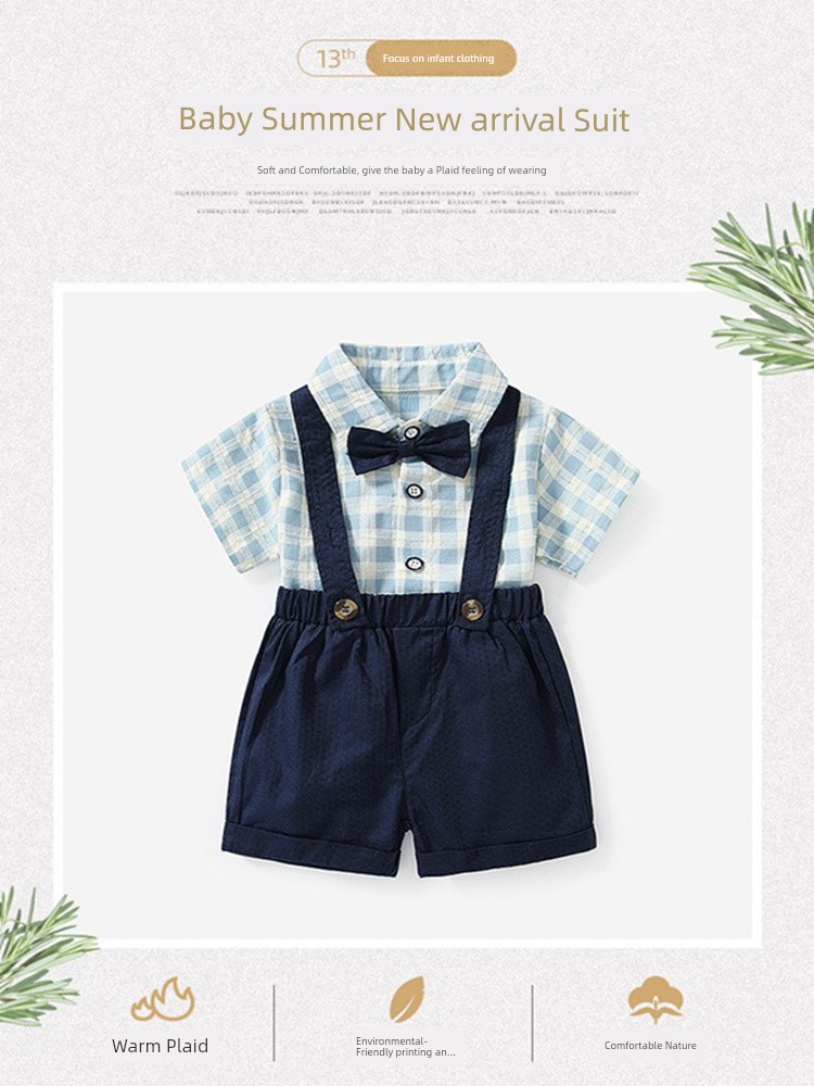 Children's Clothing Summer One-Year-Old Short Sleeve Suspenders Western Style Shirt — 5