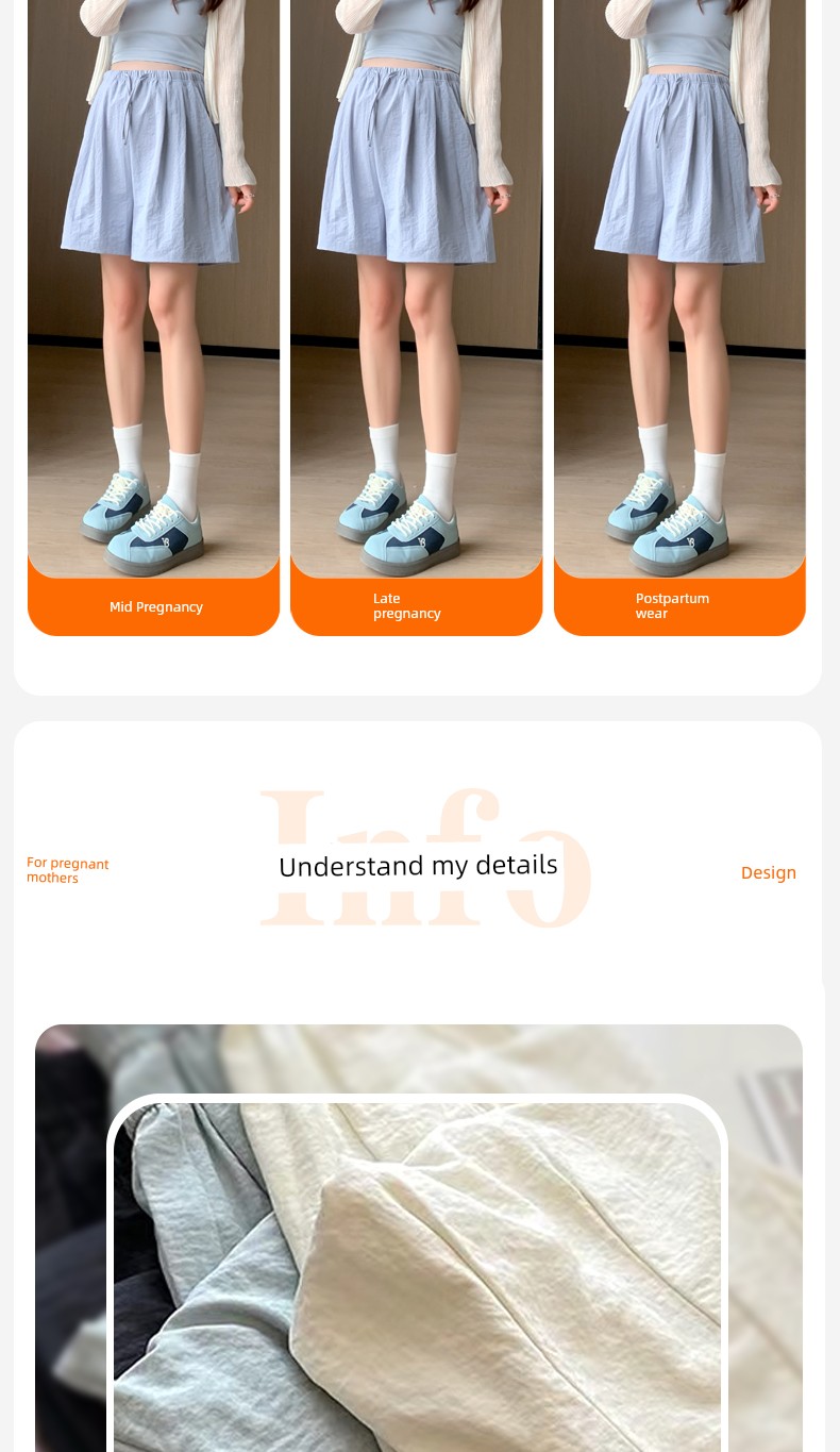 Shorts for Pregnant Women Summer Thin Outwear No Belly Support Not Tight Belly Nougat Pastry Pants Loose Casual Leggings Summer Wear — 5