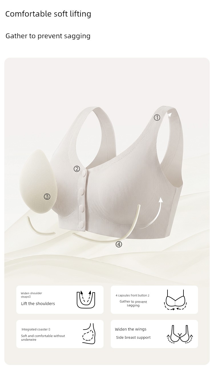 October's Popular Front-Button Maternity Nursing Bra, Anti-Sagging, Postpartum Breastfeeding-Specific Sleep Vest Bra — 9