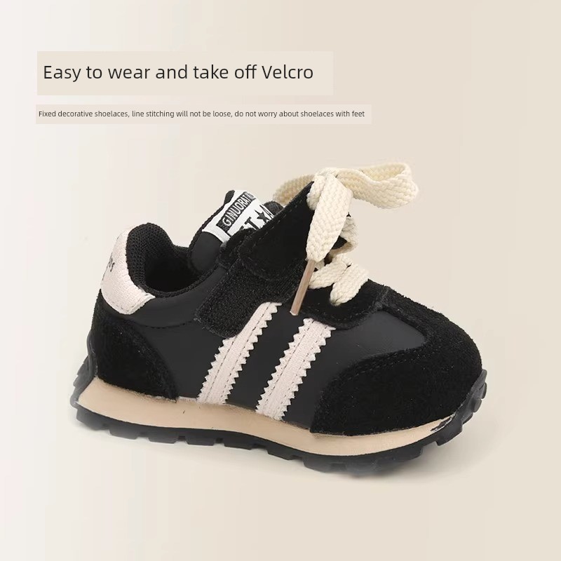Baby Sneakers Autumn and Winter Fleece-lined Two Cotton Baby Soft Bottom Toddler Shoes Boy's Thin Shoes Girls' Casual Shoes — 4