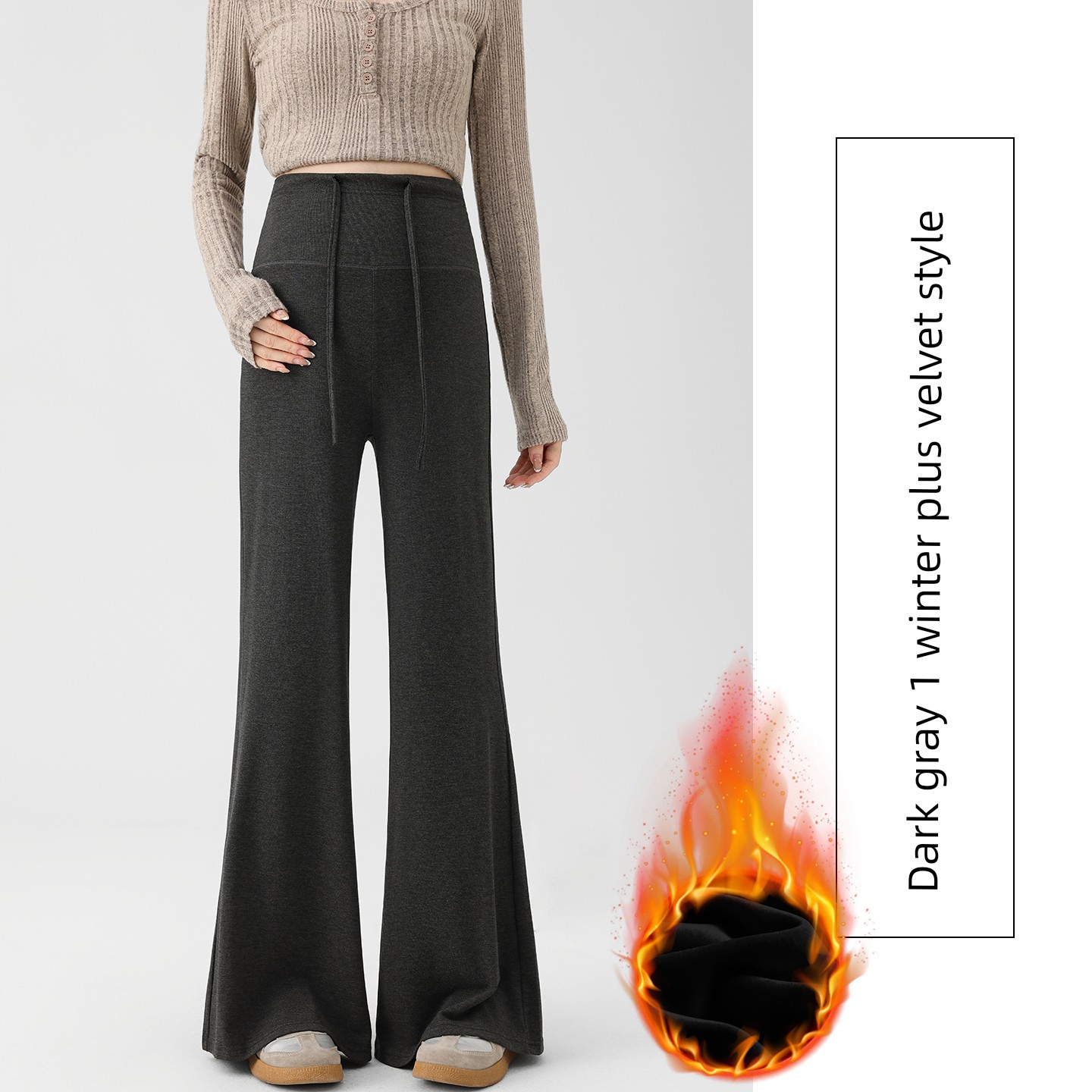 Jq Jingqi Maternity Pants for Autumn and Winter, Suitable for Wearing Outside during Pregnancy, Do Not Tighten the Belly, Slightly Flared Pants, Thick — 1