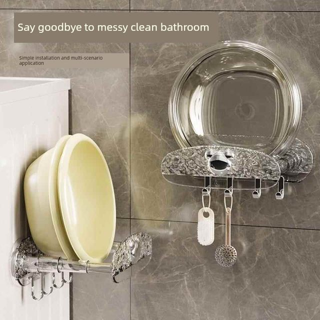 Suction cup retractable washbasin rack wall-mounted bathroom washbasin storage rack bathroom hole-free storage rack basin plating tool