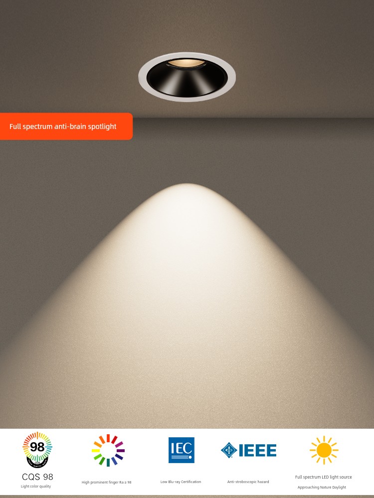 Full Spectrum Anti-Glare Eye-Protection Led Ceiling Light Embedded Downlight for Living Room and Bedroom, Cob Small Hill Wall Washer P1 Spotlight