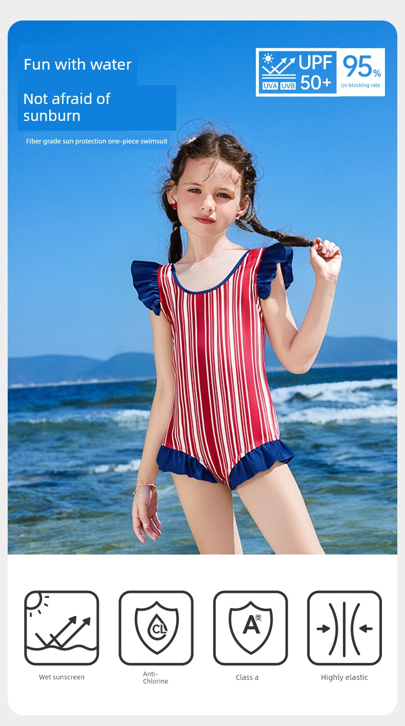 Ask Kidsren's One-Piece Swimsuit 2026 Summer New Style Little Girl's Quick-Drying Sun Protection Baby Swimsuit — 3