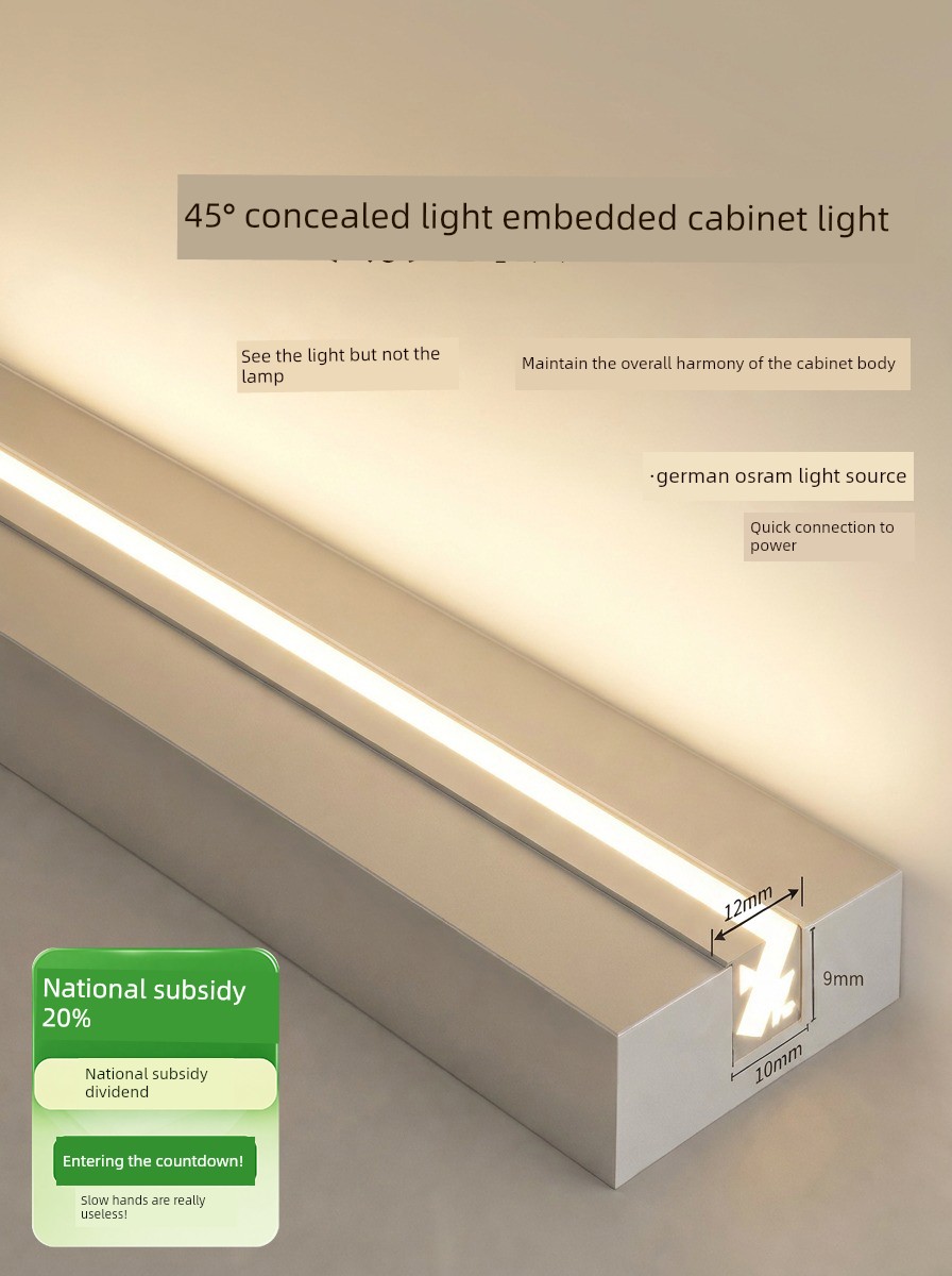 Led Embedded 45-Degree Luminous Cabinet Light