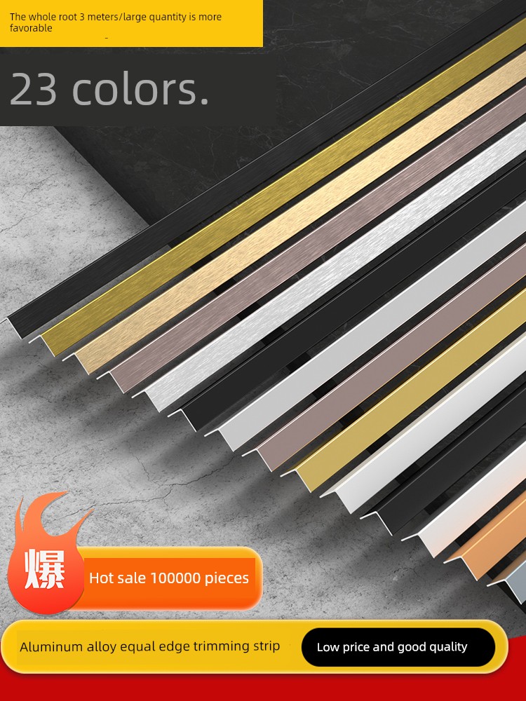 L-Shaped Aluminum Alloy Edge Trim Strip, Tile Corner Metal Decorative Strip, Floor Edging Strip, Wall Corner Edge Sealing Strip, Corner Protection Strip