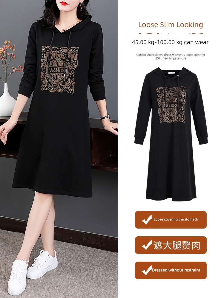 Spring motion leisure time Big size Show thin Long sleeve Dress