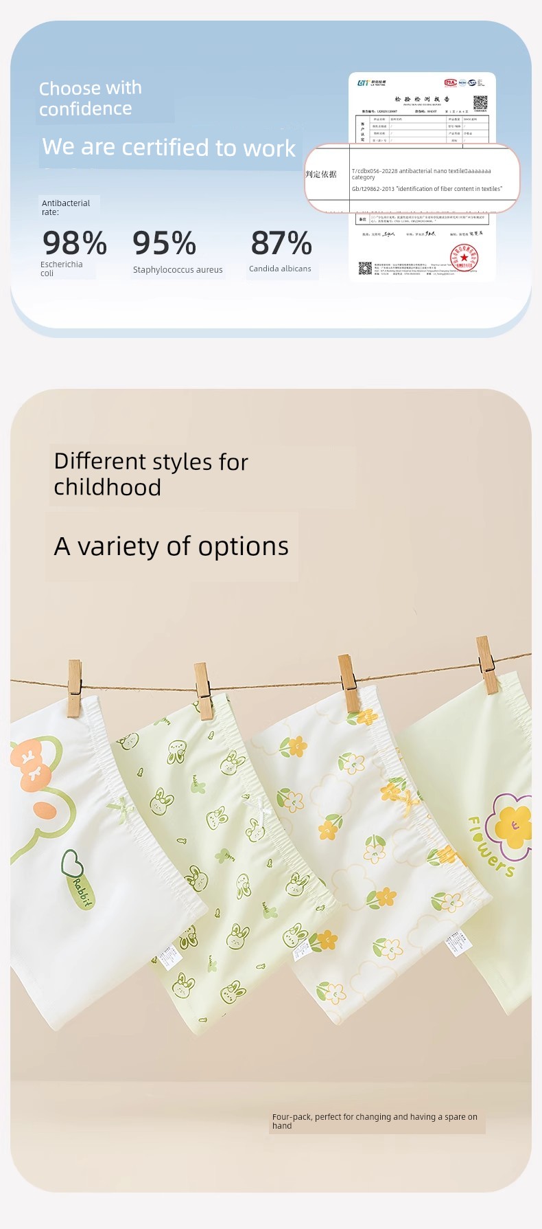 100% Cotton Baby and Children's Underwear, Girls' Boxer Shorts, Pure Cotton, Summer Thin Style, Baby-Friendly, Does Not Pinch the Bottom — 7