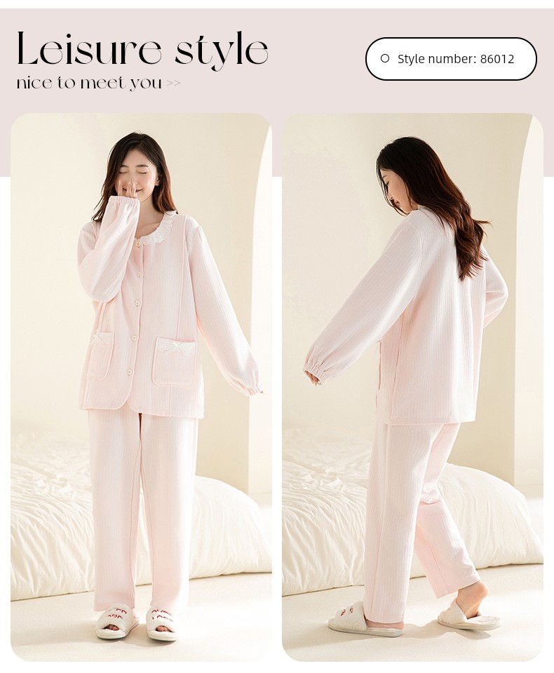100% Pure Cotton Autumn and Winter 10A Antibacterial Maternity Wear, Class a Pure Cotton Air Cotton Layered Maternity Nursing Pajamas and Loungewear — 32