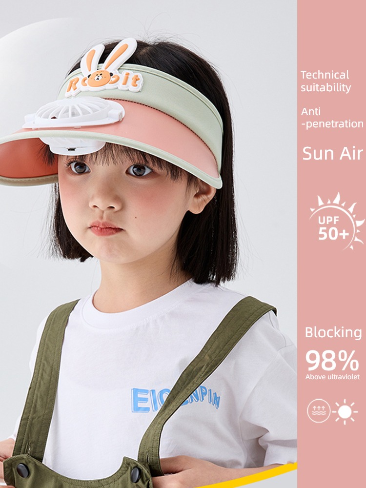 lovely summer Empty roof sunshade With fan children Hat