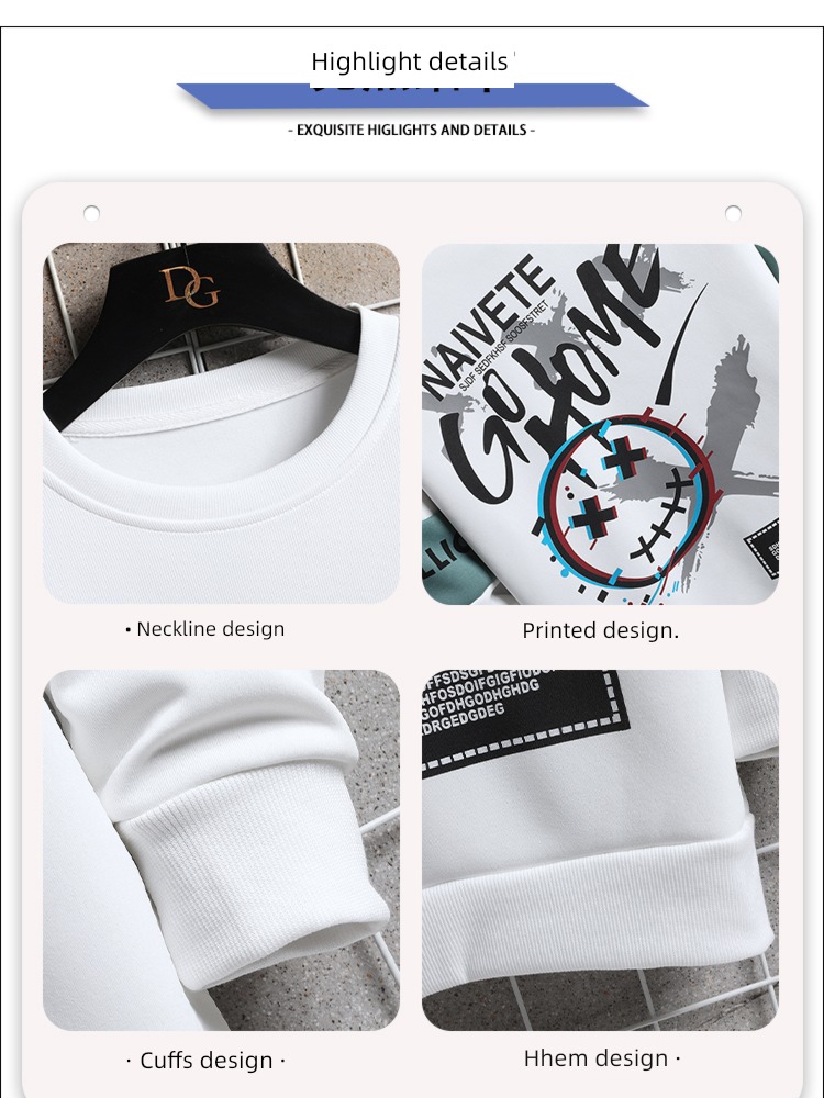 Inner lap thickening National tide Color contrast Undershirt Round neck Sweater
