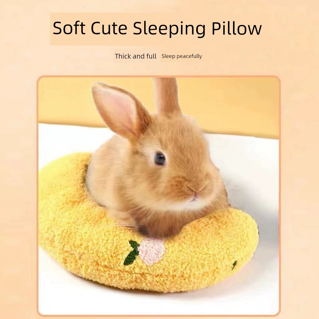 小兔子枕頭趴墊鼕天解悶玩具啃咬磨牙寵物兔兔睡覺的小窩過鼕用品