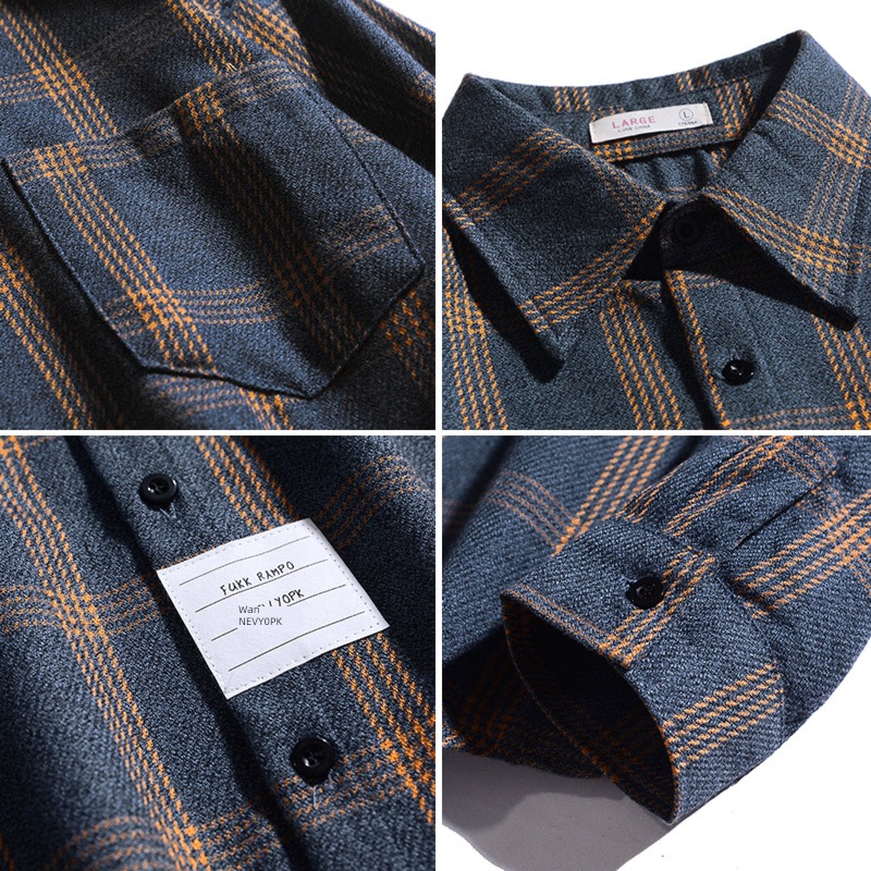 tide Korean version easy navy blue Autumn clothes Long sleeve shirt