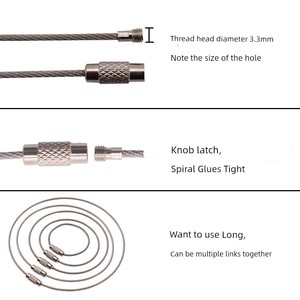 Steel Traveller Keychain Steel Wire Rope Key Ring Stainless Steel String Storage Tray Key Ring Circle Anti-Lost Small Ci