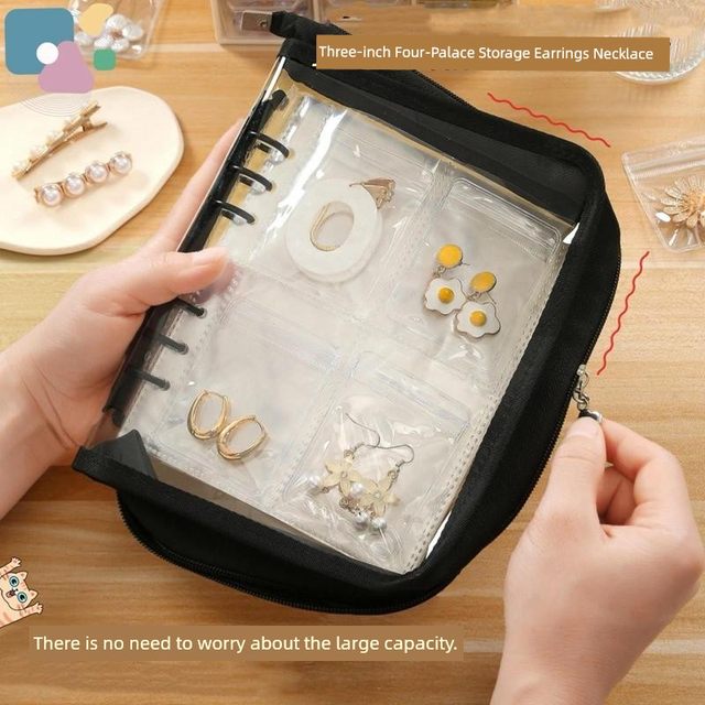 Jewelry storage box PVC anti-oxidation earrings necklace loose-leaf jewelry transparent sealed bag thickened large capacity