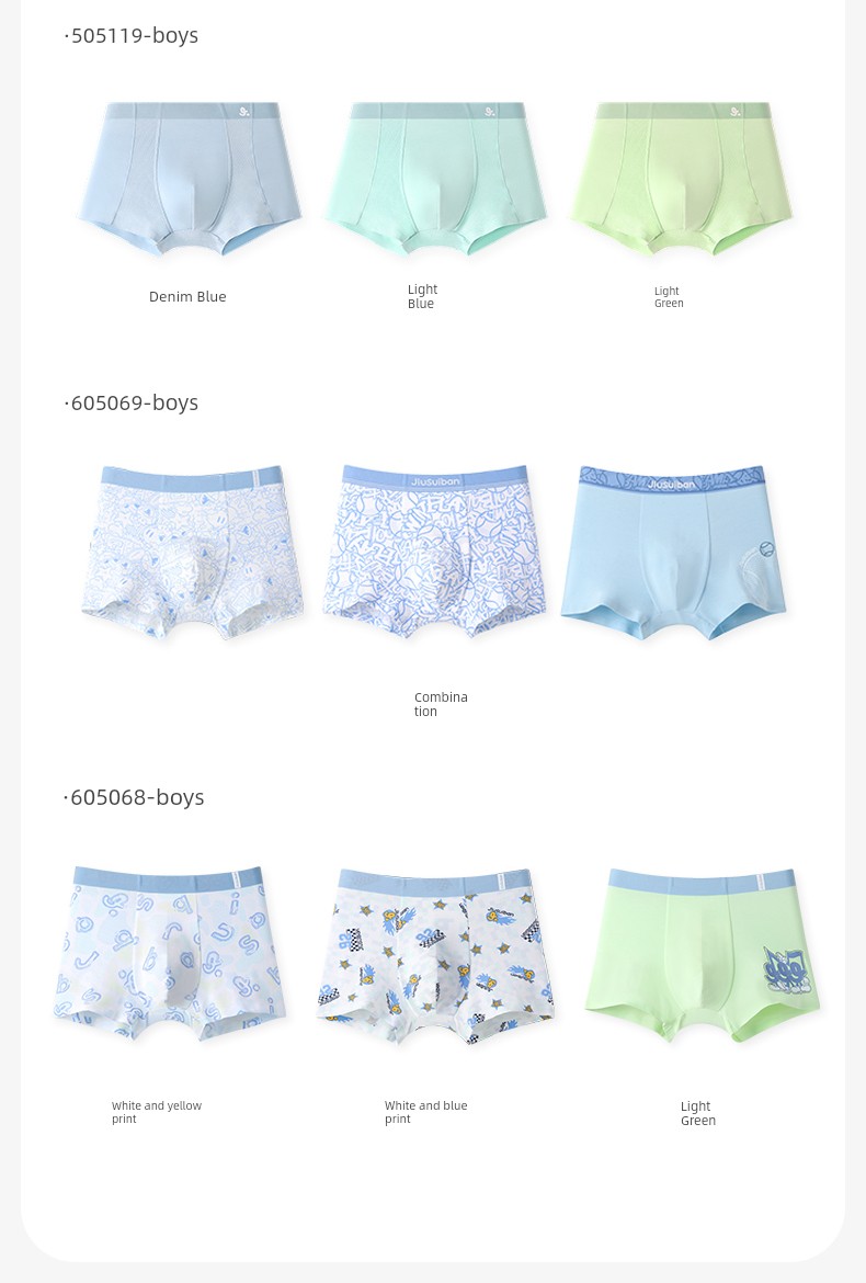 Children's Underwear for Girls and Boys in Their Developmental Period, Triangle and Boxer Briefs, Antibacterial, Breathable, Silk Crotch — 14