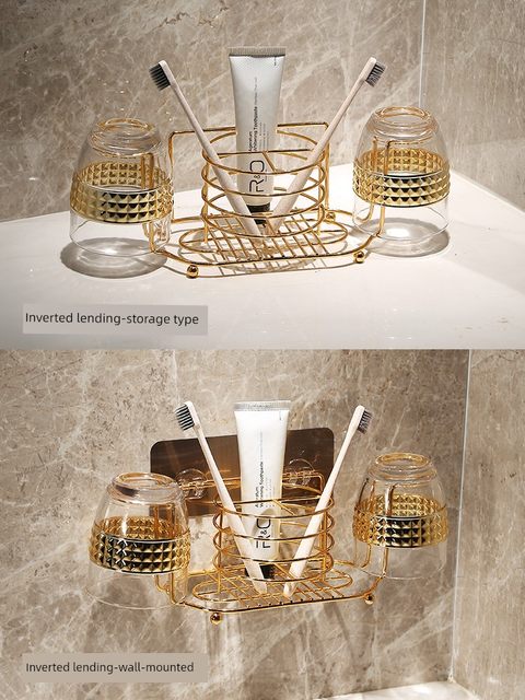 Light luxury glass mouthwash cup household toothbrush cup storage rack couple toothpaste toothbrush cup storage toilet cup set