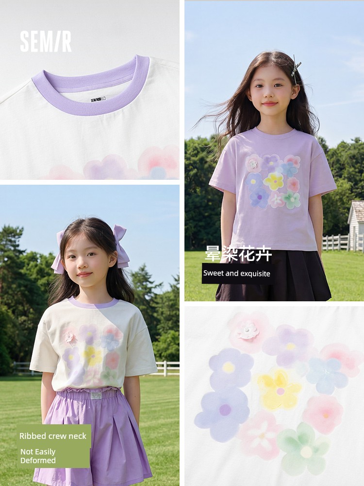 Semir Children's Short-Sleeve T-Shirt 2025 Summer New Style Comfortable Loose Printed Girls' Clothing with a Unique Design — 2