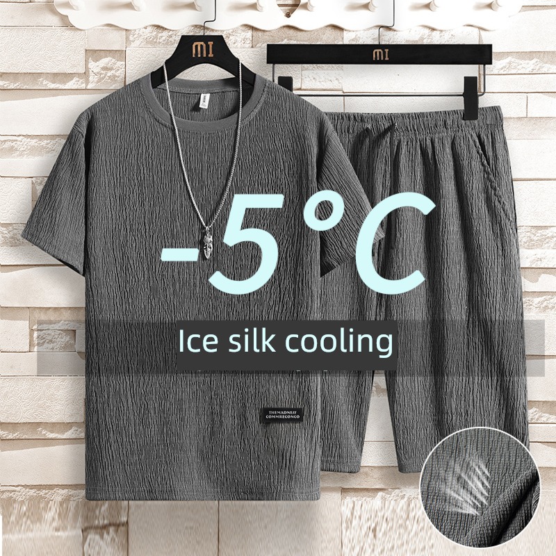 man summer Thin money leisure time flax Ice feeling Short sleeve