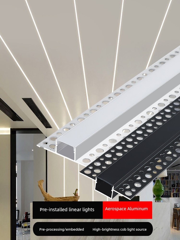Cob Embedded Linear Light, Recessed Aluminum Channel Light, Double Eyelid Ceiling Light Channel, Led Linear Light, Gray Light Channel
