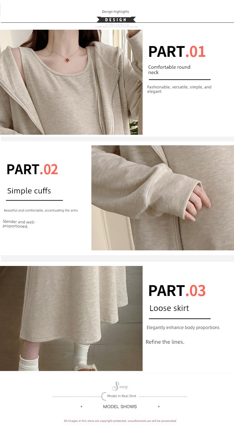 Maternity Suit Autumn Outfit 2026 New Style Loose Slimming Tank Dress Hooded Cardigan High-End Two-Piece Set for Pregnant Mothers — 7