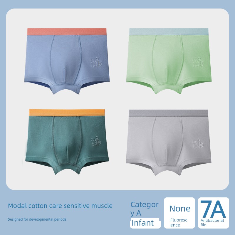 MiiOW Modal Boys' Underwear Medium and Large Size Kids Shorts Cotton Crotch Teenager Adolescence 13-Year-Old Boy Thin Boxer — 3