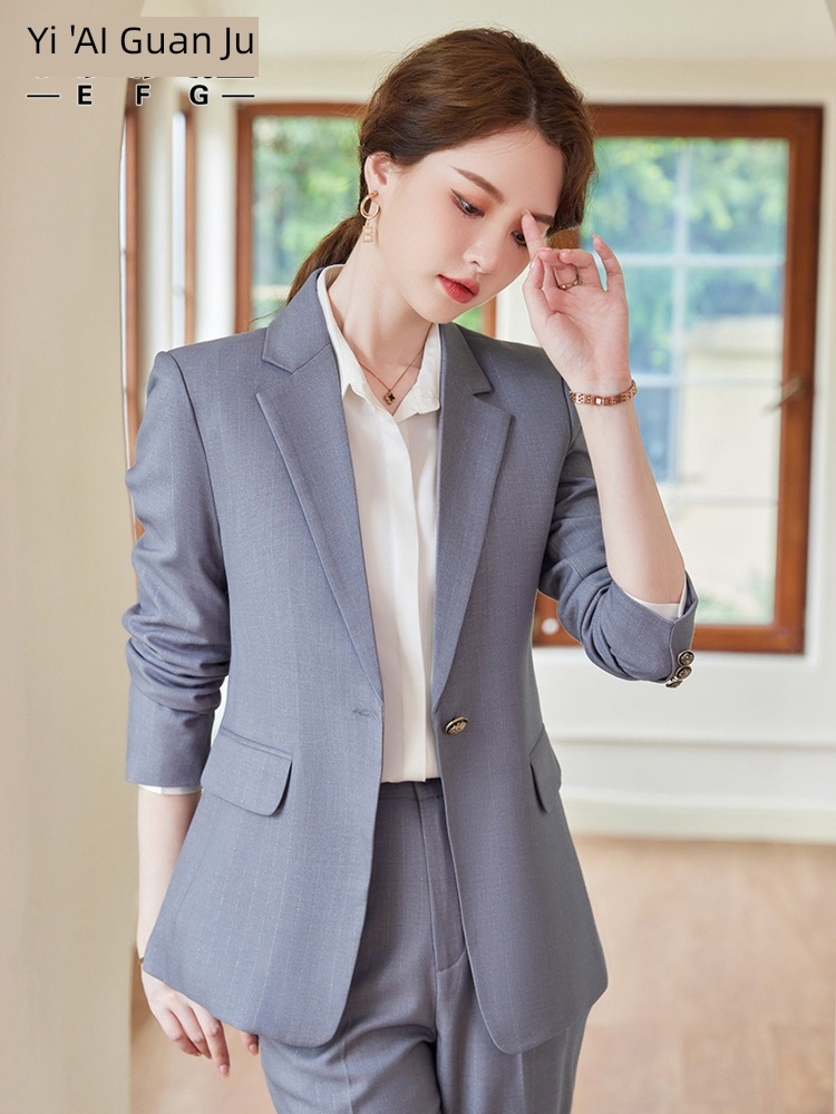 blue ma'am Autumn and winter manager temperament suit loose coat