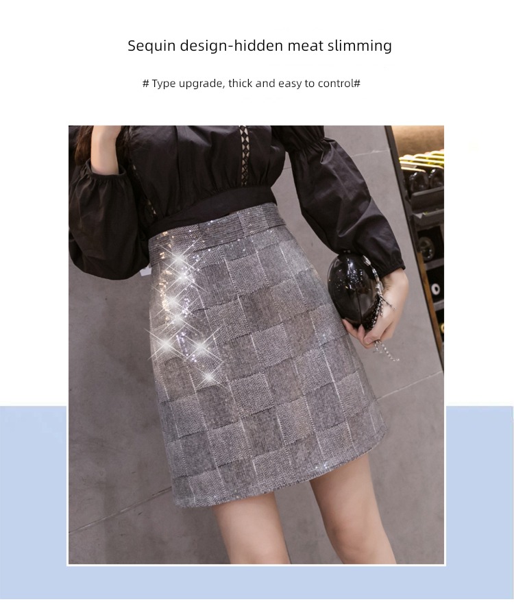 Early autumn High waist Buttocks A word commute Half body skirt