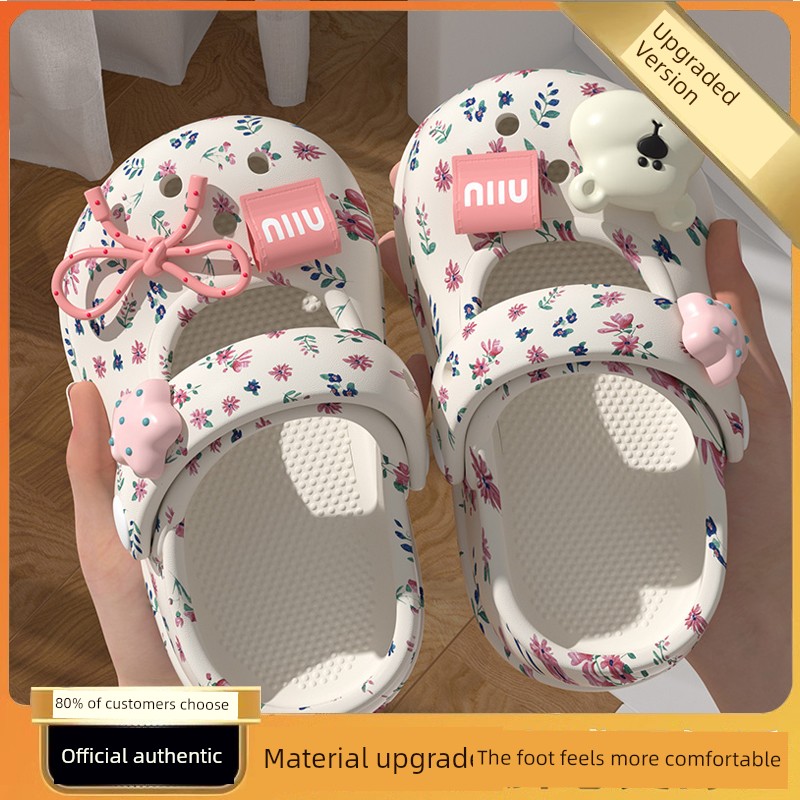 2026 New Children's Beach Sandals Mary Jane Clogs for Girls Summer Floral Bow Girls Princess Shoes — 4