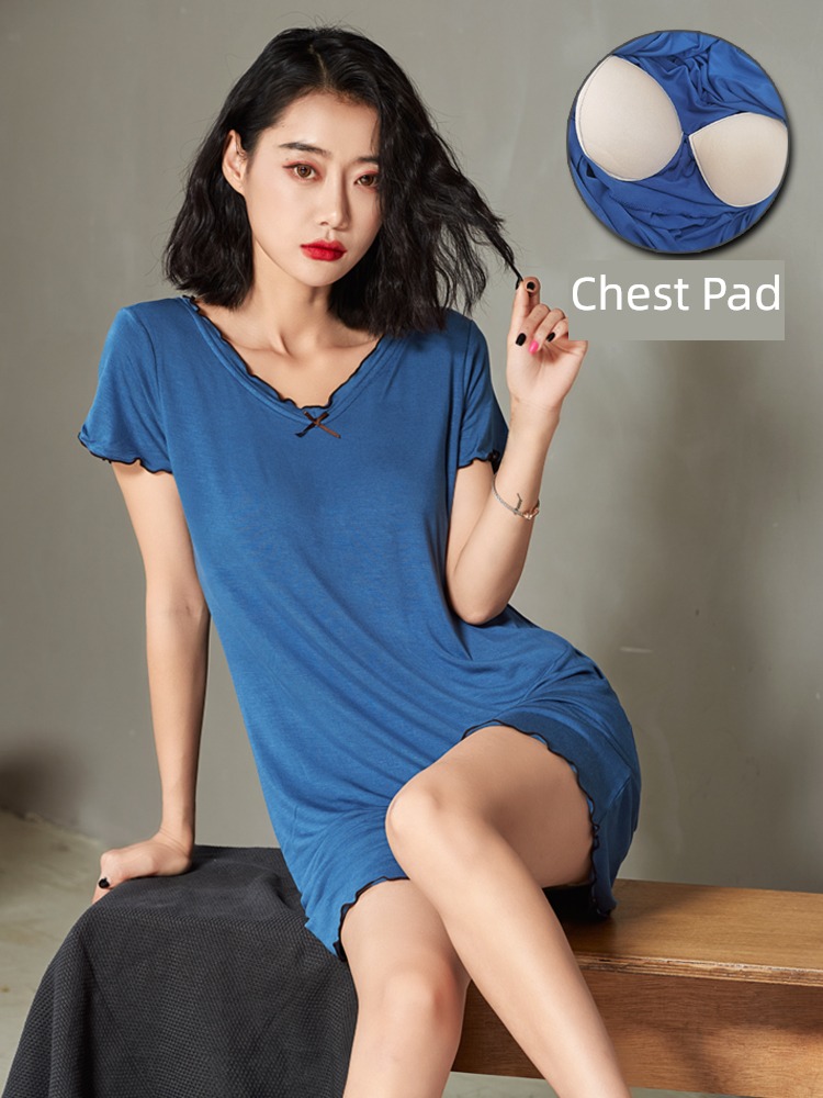 modal  summer Bra free sexy Thin money Nightdress
