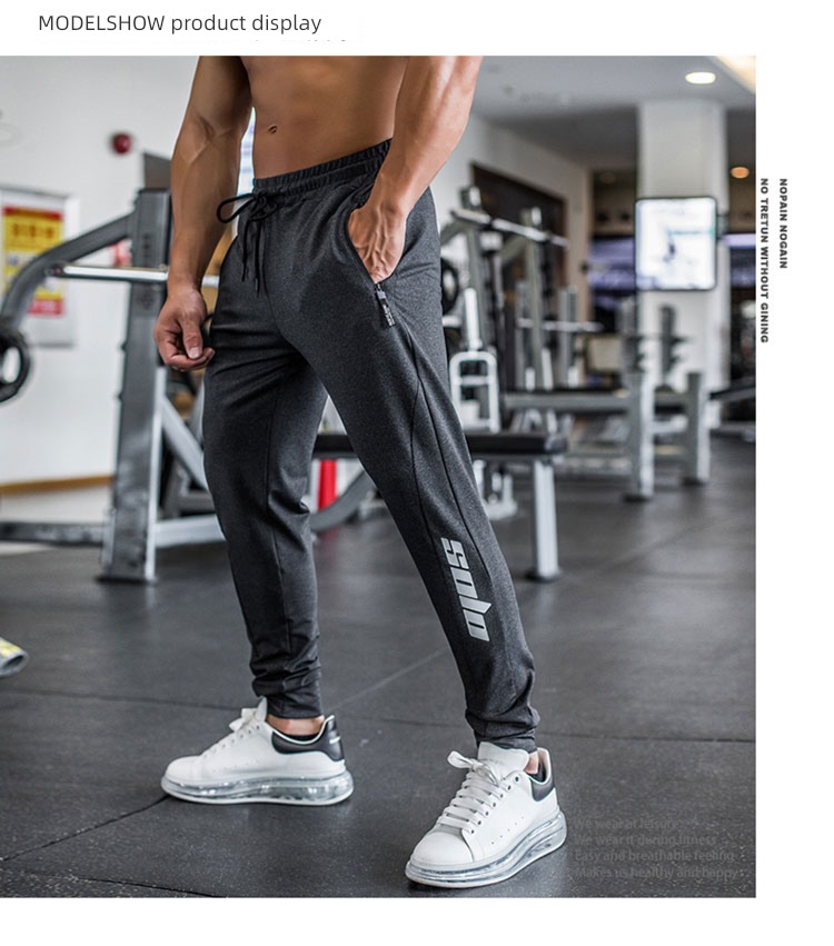 go to the gym man elastic force ventilation American style Bodybuilding trousers