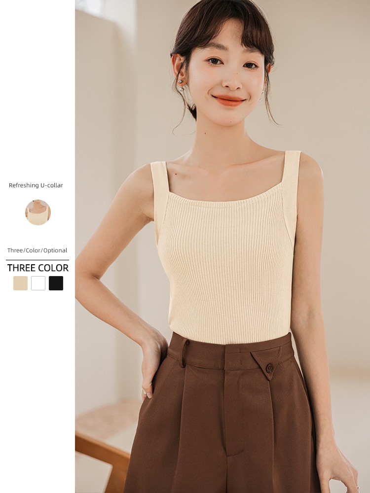 Inner lap knitting Lay a foundation Self-cultivation Wear out black camisole