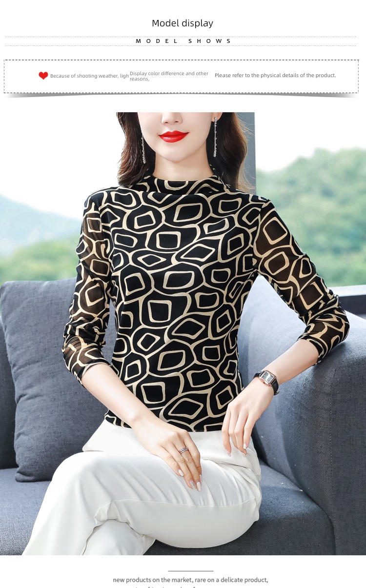 T-shirt Women Long sleeve jacket Undershirt printing Gauze