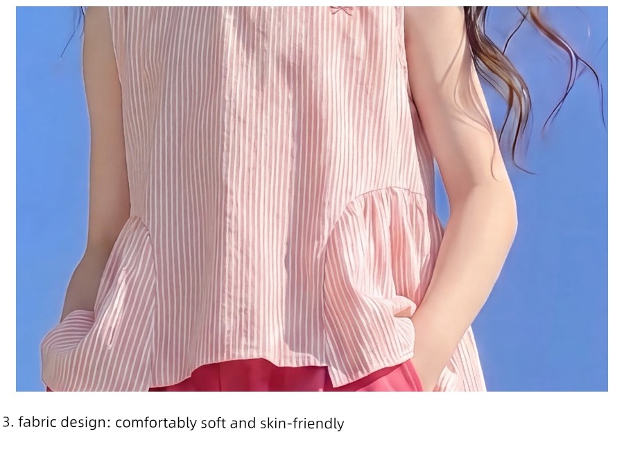 Girls' Summer Outfit 2026 New Stylish Children's Trendy Striped Dopamine Two-Piece Set Girls' Summer Clothes Fashion — 14
