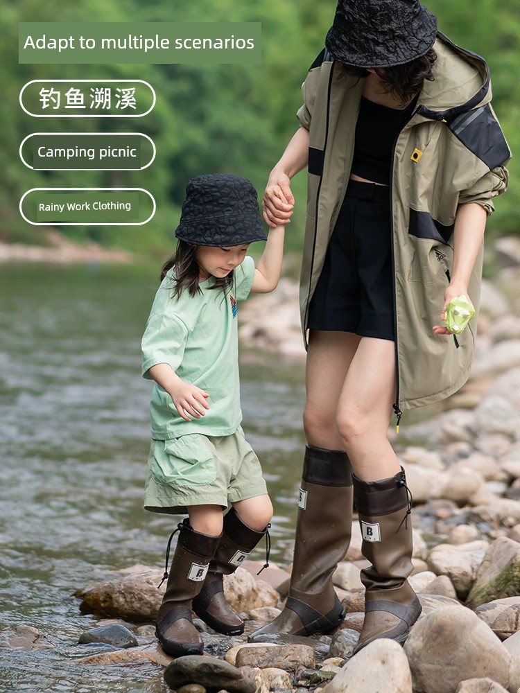 Japanese Style Knee High Rubber Men and Women Same Style Children's Rain Boots — 3
