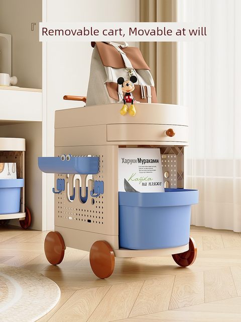 Schoolbag storage rack movable trolley book storage tool for home multi-layer office desk storage rack