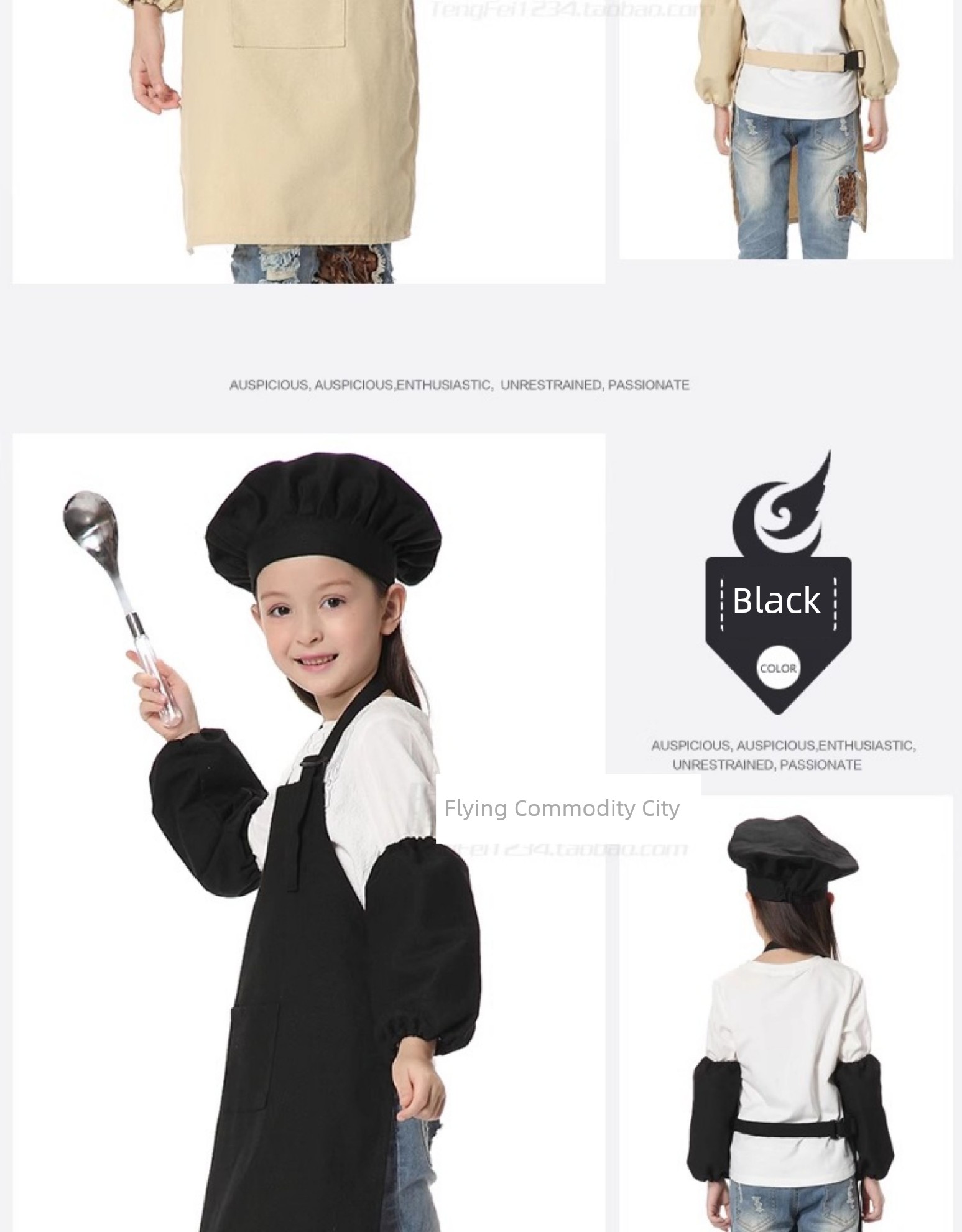 Kids Cotton Canvas Apron Sleeves Creative Apron Painting Apron Kids Chef Suit Chef Cap Printed Logo — 20