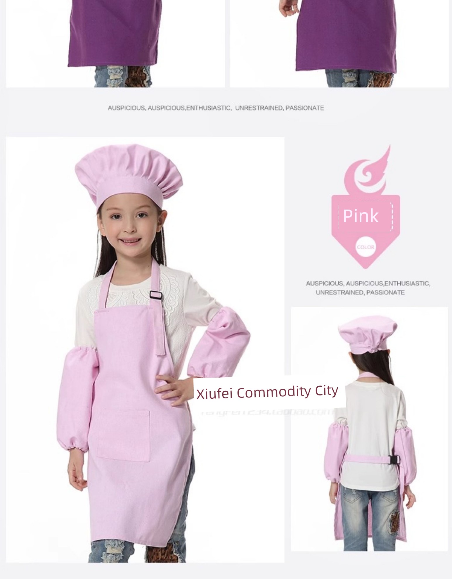 Kids Cotton Canvas Apron Sleeves Creative Apron Painting Apron Kids Chef Suit Chef Cap Printed Logo — 17