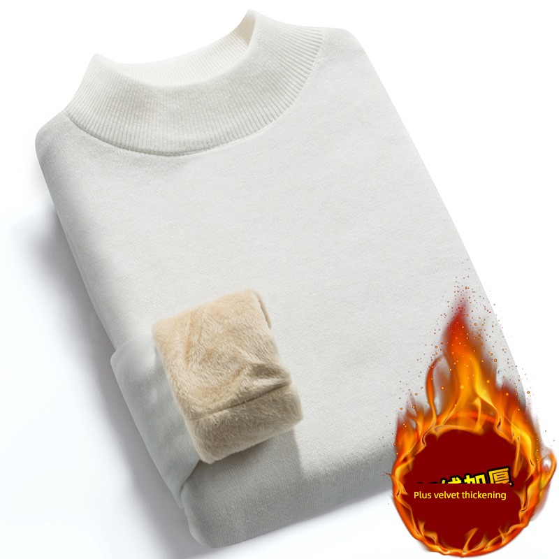 winter Plush keep warm pure cotton trend Half high collar sweater