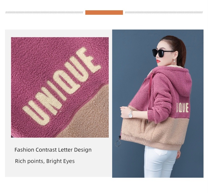 loose coat female Lamb hair winter thickening Fleece loose coat