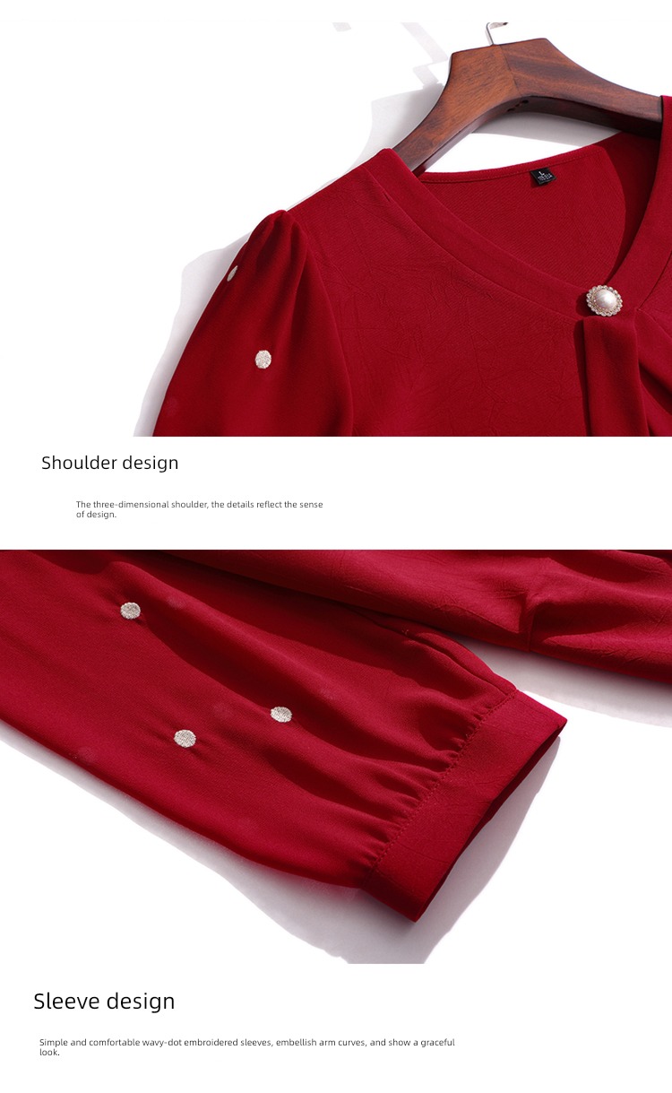 middle age mom easy three quarter sleeve Chiffon shirt summer wear