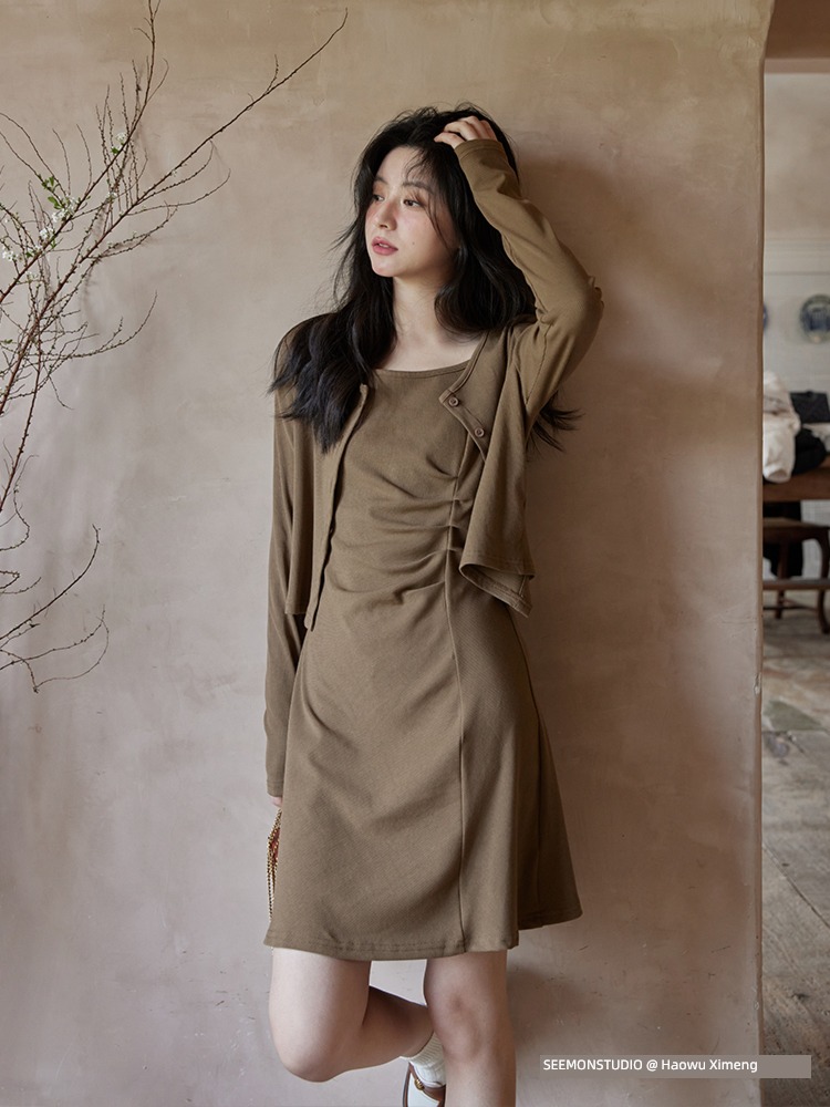 Evening Meng Sense of design French Wear camisole Dress